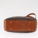 CELINE Macadam Canvas Shoulder Bag PVC Leather Brown Gold Auth 157470-10