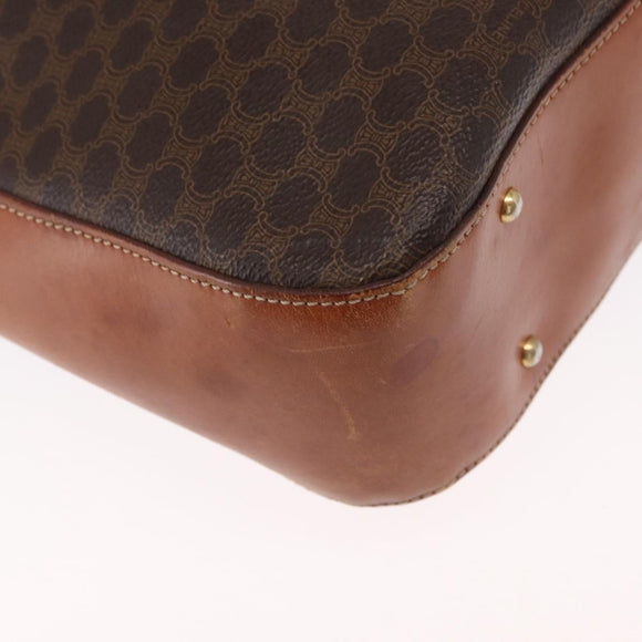 CELINE Macadam Canvas Shoulder Bag PVC Leather Brown Gold Auth 157470