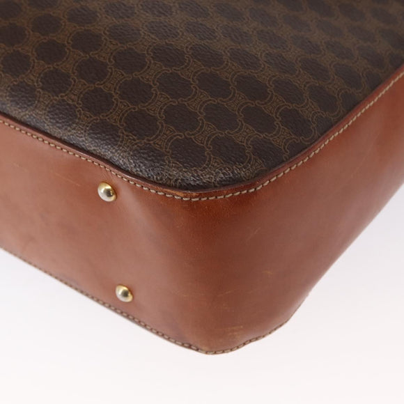 CELINE Macadam Canvas Shoulder Bag PVC Leather Brown Gold Auth 157470