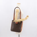 CELINE Macadam Canvas Shoulder Bag PVC Leather Brown Gold Auth 157470-24