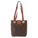CELINE Macadam Canvas Shoulder Bag PVC Leather Brown Gold Auth 157470-3