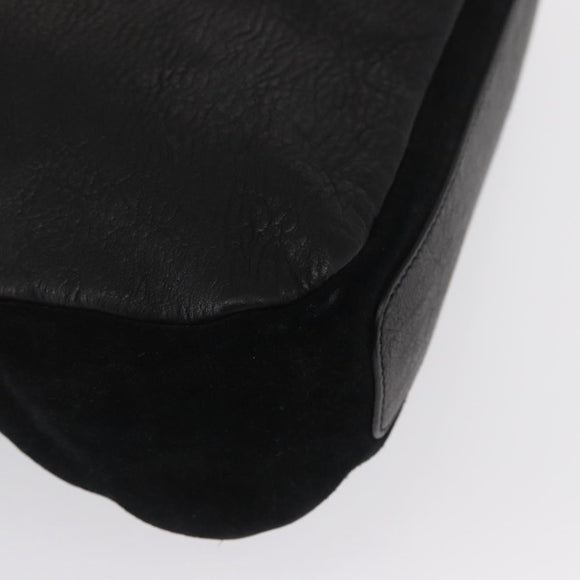 CELINE Schultertasche Leder Schwarz Gold Auth 157472