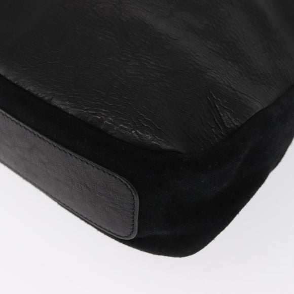 CELINE Schultertasche Leder Schwarz Gold Auth 157472
