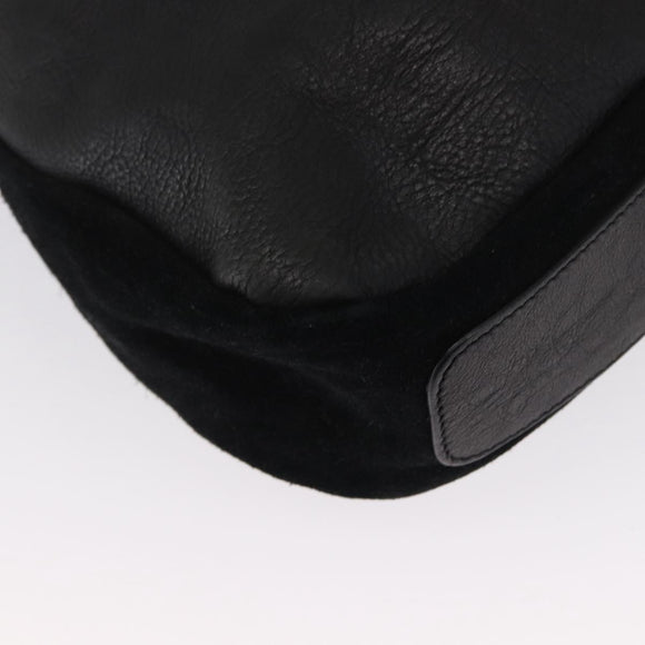 CELINE Schultertasche Leder Schwarz Gold Auth 157472