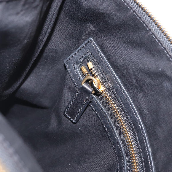 CELINE Schultertasche Leder Schwarz Gold Auth 157472