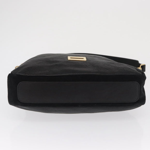 CELINE Schultertasche Leder Schwarz Gold Auth 157472