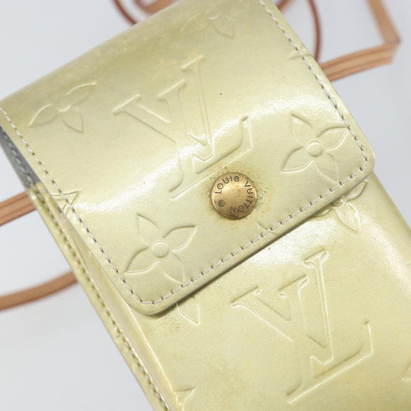 LOUIS VUITTON Monogram Vernis Green Cigarette Case Gris LV Auth 157481