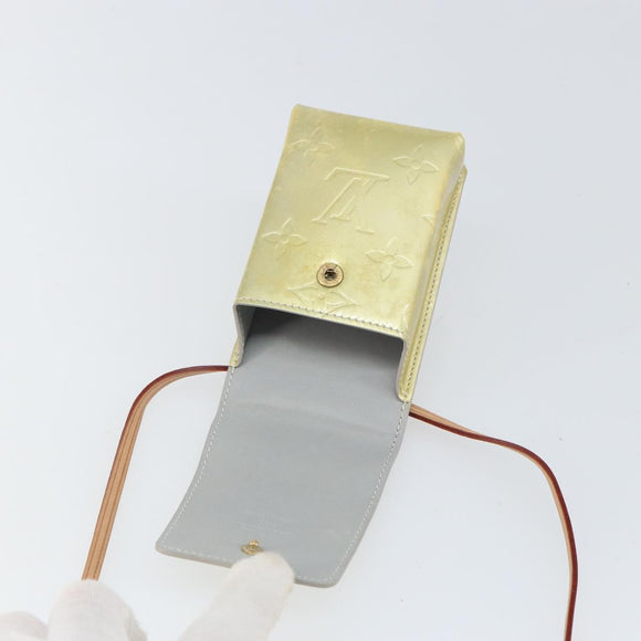 LOUIS VUITTON Monogram Vernis Green Cigarette Case Gris LV Auth 157481