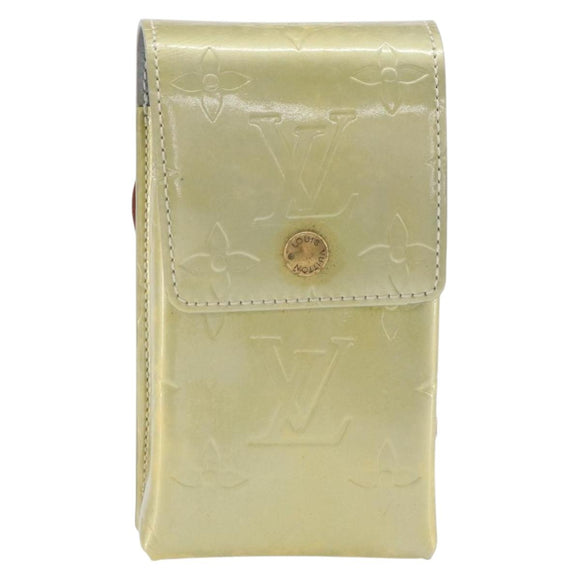 LOUIS VUITTON Monogram Vernis Green Cigarette Case Gris LV Auth 157481
