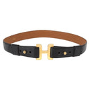 HERMES Belt Leather Black Gold Auth 157483-1