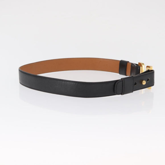 HERMES Belt Leather Black Gold Auth 157483