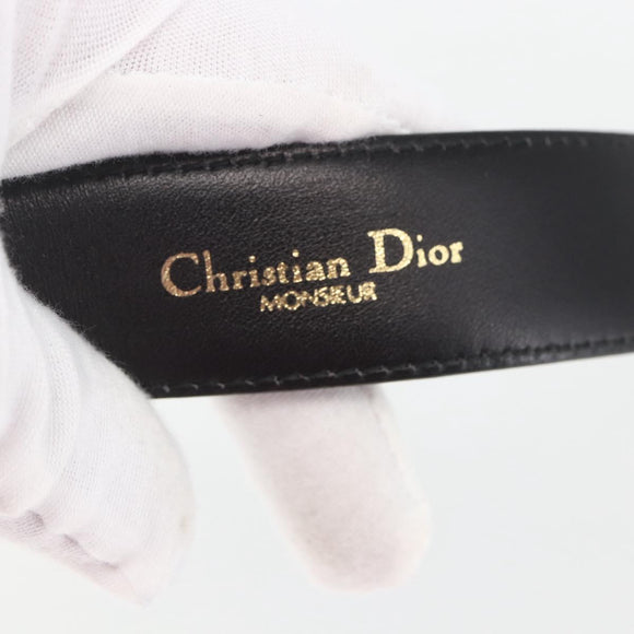 Christian Dior Belt Leather 39.8"" Black Silver Auth 157484
