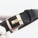 Christian Dior Belt Leather 39.8"" Black Silver Auth 157484-5