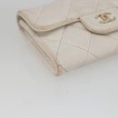 CHANEL Coin Purse Caviar Skin White Gold CC Auth 157489-9