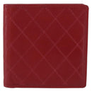 CHANEL Matelasse Wallet Lamb Skin Red CC Auth 157494-13