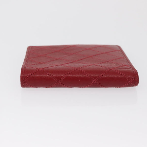 CHANEL Matelasse Wallet Lamb Skin Red CC Auth 157494