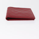 CHANEL Matelasse Wallet Lamb Skin Red CC Auth 157494-6