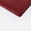 CHANEL Matelasse Wallet Lamb Skin Red CC Auth 157494-7