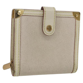 LOUIS VUITTON Suhari Compact Zip Wallet Leather Ivory M91831 LV Auth 157496
