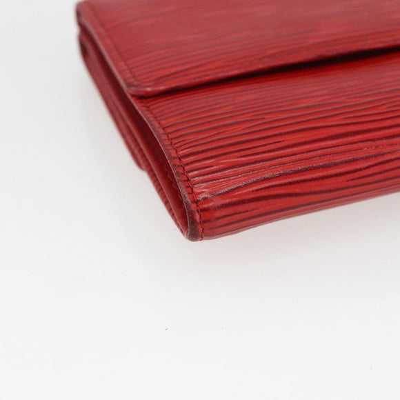 LOUIS VUITTON Porte Monnaie Billets Cartes Credit Brieftasche Rot M63487 Auth 157501A
