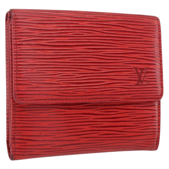 LOUIS VUITTON Porte Monnaie Billets Cartes Credit Brieftasche Rot M63487 Auth 157501A