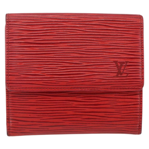 LOUIS VUITTON Porte Monnaie Billets Cartes Credit Brieftasche Rot M63487 Auth 157501A