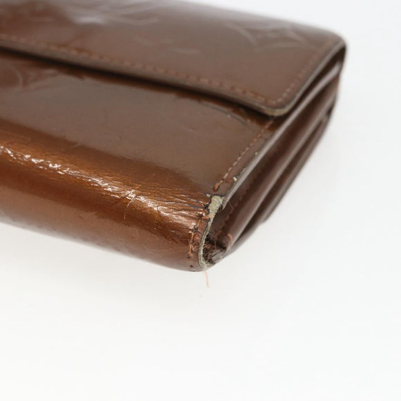 LOUIS VUITTON Vernis Portefeuille Elise Wallet Bronze M91170 Auth 157502