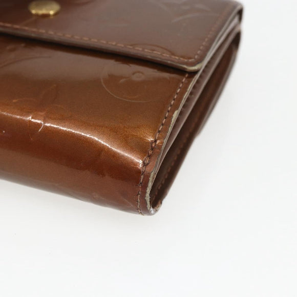 LOUIS VUITTON Vernis Portefeuille Elise Wallet Bronze M91170 Auth 157502