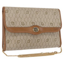 Christian Dior Honeycomb Canvas Shoulder Bag PVC Beige Gold Auth 157506-1