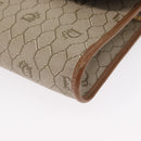 Christian Dior Honeycomb Canvas Shoulder Bag PVC Beige Gold Auth 157506-12