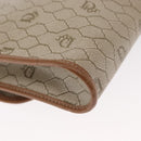 Christian Dior Honeycomb Canvas Shoulder Bag PVC Beige Gold Auth 157506-13