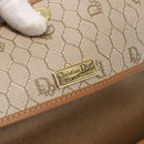 Christian Dior Honeycomb Canvas Shoulder Bag PVC Beige Gold Auth 157506-17