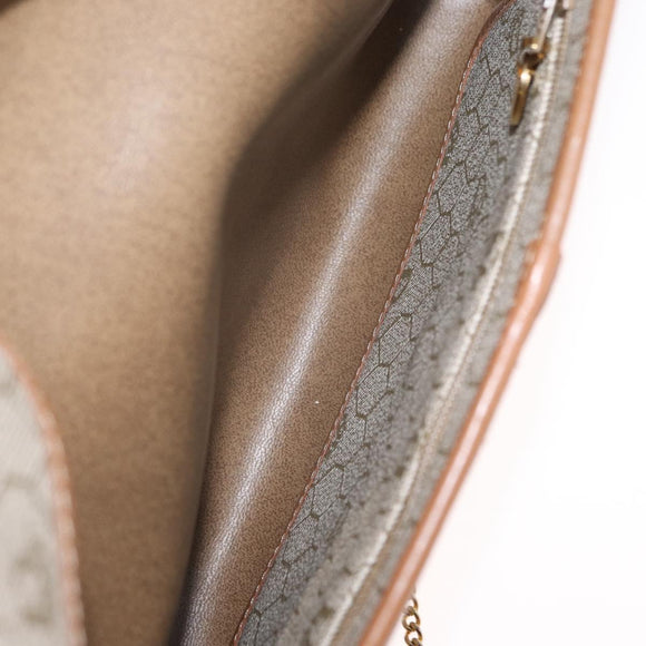 Christian Dior Honeycomb Canvas Shoulder Bag PVC Beige Gold Auth 157506