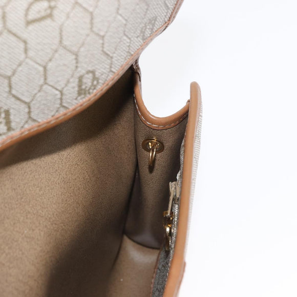 Christian Dior Honeycomb Canvas Shoulder Bag PVC Beige Gold Auth 157506