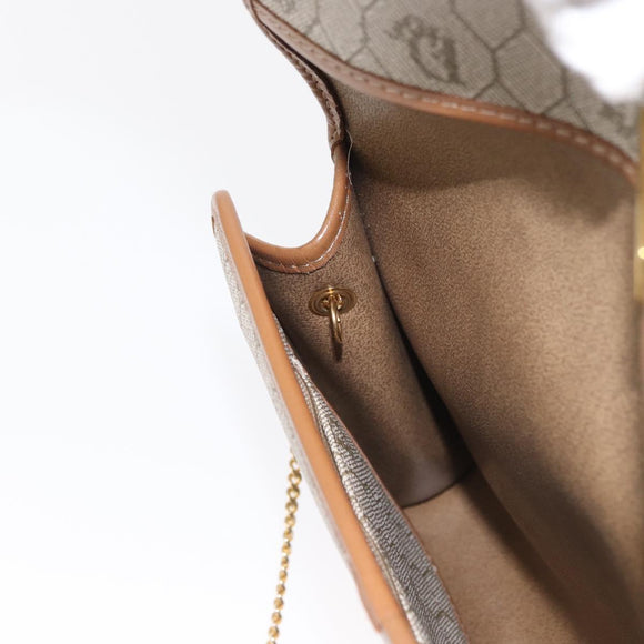 Christian Dior Honeycomb Canvas Shoulder Bag PVC Beige Gold Auth 157506