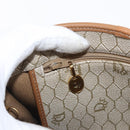 Christian Dior Honeycomb Canvas Shoulder Bag PVC Beige Gold Auth 157506-21