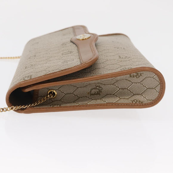 Christian Dior Honeycomb Canvas Shoulder Bag PVC Beige Gold Auth 157506