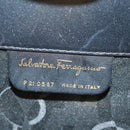 Salvatore Ferragamo Gancini Chain Shoulder Bag Leather Black Gold Auth 157507V-16