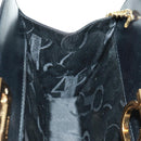 Salvatore Ferragamo Gancini Chain Shoulder Bag Leather Black Gold Auth 157507V-19