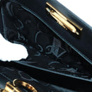 Salvatore Ferragamo Gancini Chain Shoulder Bag Leather Black Gold Auth 157507V-21