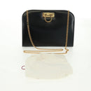 Salvatore Ferragamo Gancini Chain Shoulder Bag Leather Black Gold Auth 157507V-23