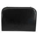 Salvatore Ferragamo Gancini Chain Shoulder Bag Leather Black Gold Auth 157507V-3