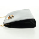 Salvatore Ferragamo Gancini Chain Shoulder Bag Leather Black Gold Auth 157507V-4