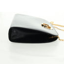 Salvatore Ferragamo Gancini Chain Shoulder Bag Leather Black Gold Auth 157507V-5