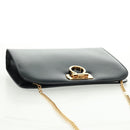 Salvatore Ferragamo Gancini Chain Shoulder Bag Leather Black Gold Auth 157507V-6