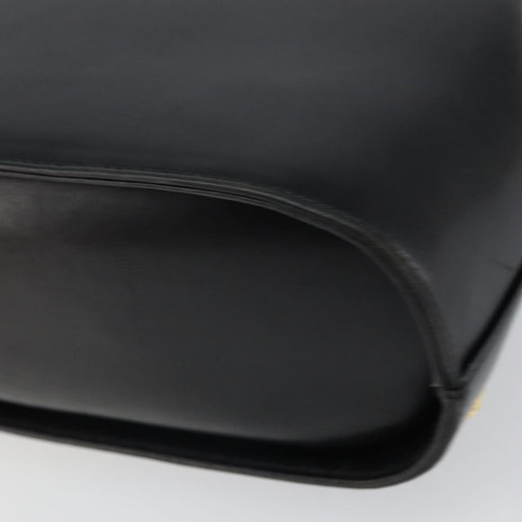 Salvatore Ferragamo Hand Bag Leather Black Gold Auth 157508