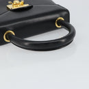 Salvatore Ferragamo Hand Bag Leather Black Gold Auth 157508-7