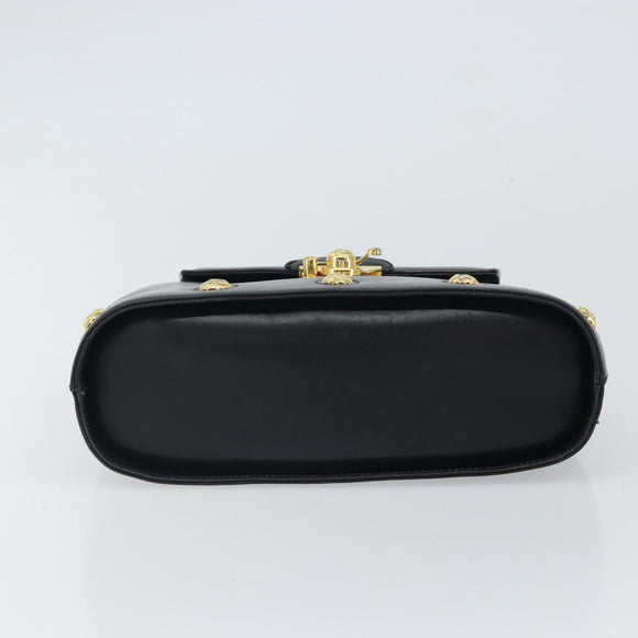 Salvatore Ferragamo Hand Bag Leather Black Gold Auth 157508