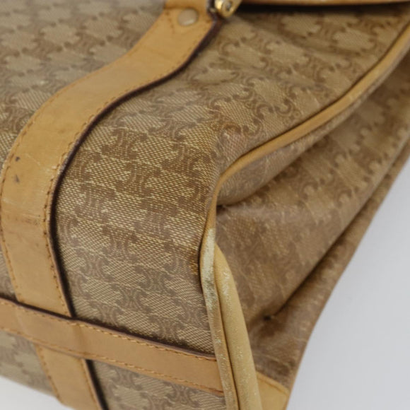 CELINE Macadam Canvas Hand Bag PVC Beige Gold Auth 157509