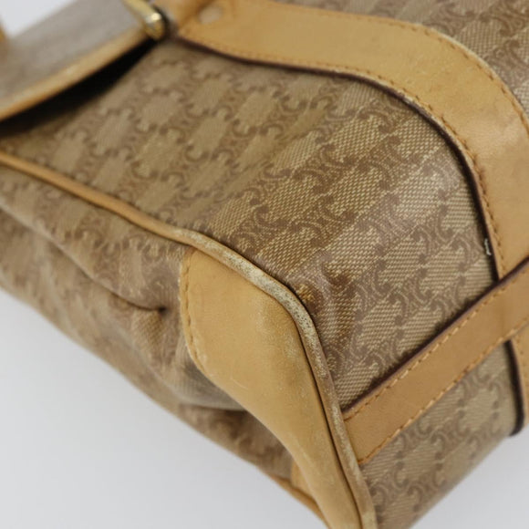 CELINE Macadam Canvas Hand Bag PVC Beige Gold Auth 157509